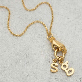 Vintage Hand Initial Charm Collector Necklace, 5 of 12