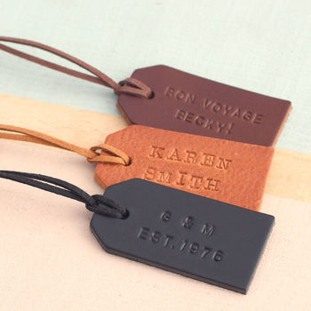 Personalised Handstamped Leather Luggage Tag, 7 of 8