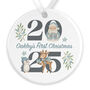 Personalised 2025 Baby's First Christmas Ceramic Bauble In Red, Pink Or Blue, thumbnail 9 of 9