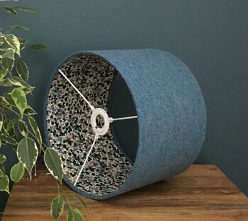 Lusk Blue Tweed Berry Lined Lampshades, 7 of 9