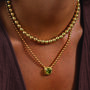 Peridot Cz 18 K Gold Plated Octagon Ball Chain Necklace, thumbnail 6 of 8