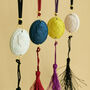 Hanging Cameo Decoration With Tassel In Jesmonite, thumbnail 2 of 8