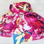 Silk Blend Summer Abstract Floral Print Scarf, thumbnail 3 of 6