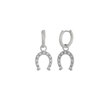 Silver Sterling Hoop Horseshoe Equestrian Earrings, 5 of 5