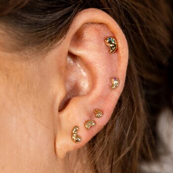 Gold Plated Nugget Stud Earring Set, 3 of 4