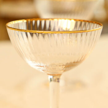 Four Elegant Ribbed Champagne Saucers, 4 of 6