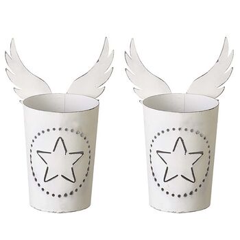 Set Of Two Angel Wings White Tealight Holders, 2 of 9