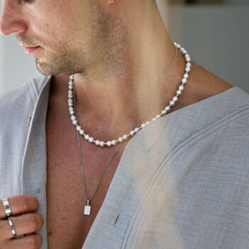 Mini Bar Steel Pendant Necklace For Men, 2 of 12