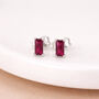 Sterling Silver Ruby Baguette Stud Earrings – 6mm X 4mm, thumbnail 2 of 4