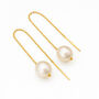Gold Plated Sterling Silver Freshwater Pearl Threader Drop Earrings – 10mm, thumbnail 5 of 5