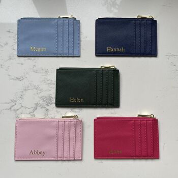 Personalised Embossed Faux Saffiano Leather Card Holder Wallet Purse, 3 of 9