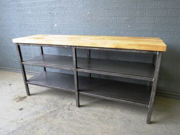 Industrial Reclaimed Tv Unit Shelf Steel And Wood 468, 2 of 6