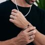 Maharani Black Onyx Men's Silver Open Cuff Bracelet, thumbnail 5 of 9