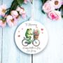 Personalised Mother's Day Frog Riding Floral Bike, thumbnail 1 of 2