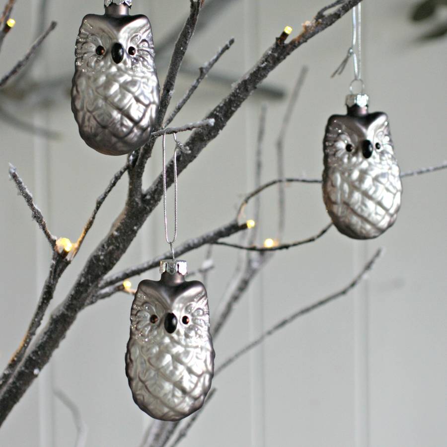 Three Woodland Owl Decorations By Magpie Living
