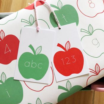 Apple Letters And Numbers Wrapping Paper Set, 10 of 10