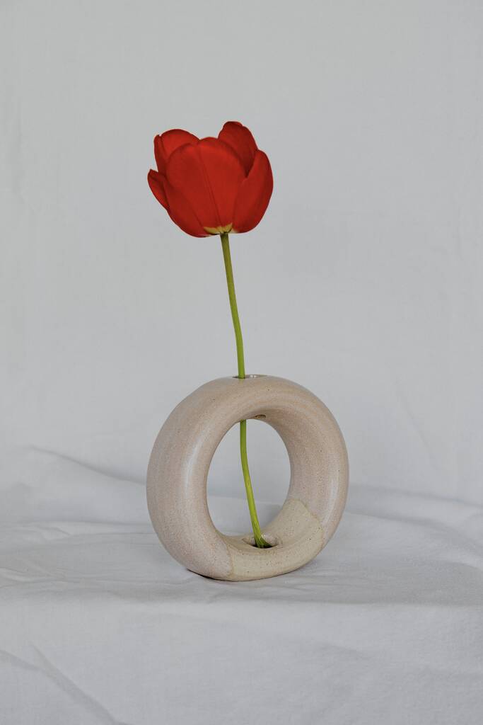 Rhubarb Pink Handmade Doughnut Vase By Rebecca Ridley Ceramics