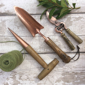 Set Of Three Personalised Copper Plated Garden Tools, 2 of 2