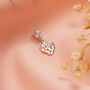 80th Years Necklace Silver Heart And Rose Gold Flower Pendant, thumbnail 3 of 5
