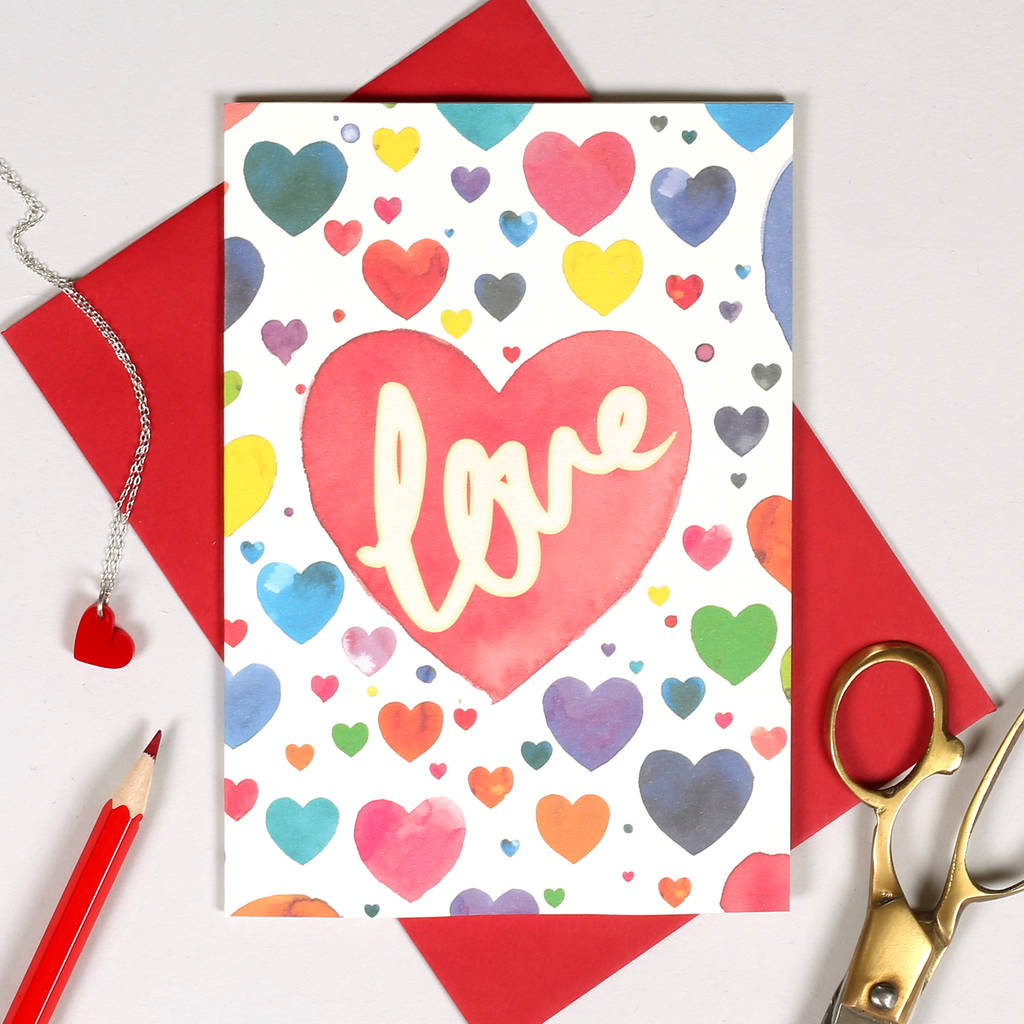 Personalised Watercolour Heart Valentine's Card By Bombus 