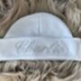 Personalised Embroidered White Newborn Baby Hat, thumbnail 5 of 6