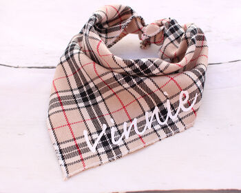 Personalised Cream Barkberry Plaid Dog Bandana, 4 of 5