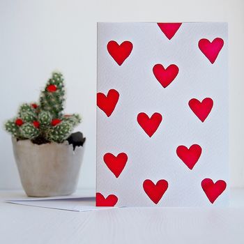 Handmade Valentines Many Heart Watercolour Card, 2 of 6