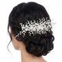 Large Silver Leaf And Pearl Hair Comb, thumbnail 2 of 2