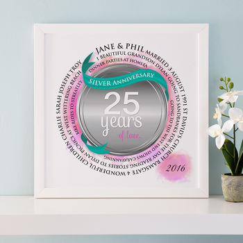 Personalised Silver Anniversary Circle Word Art, 2 of 12