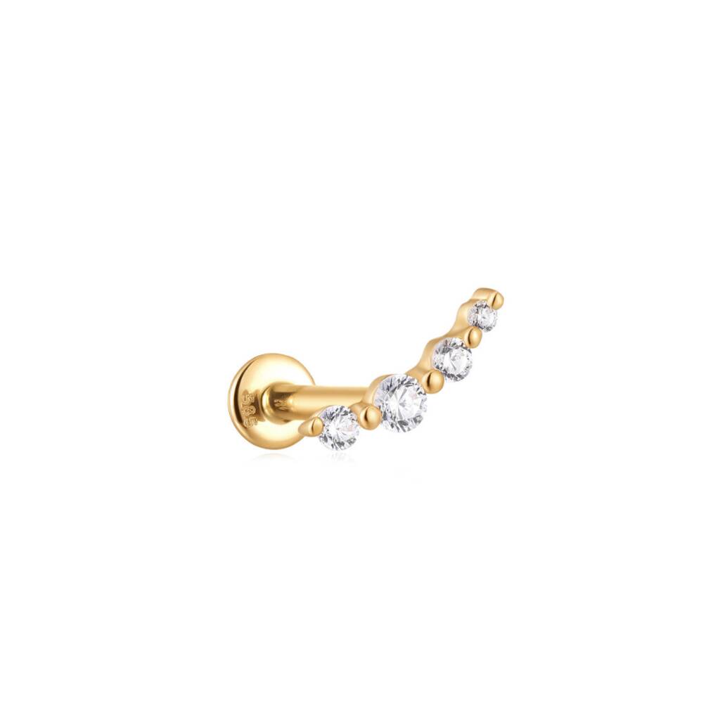 14k Solid Gold Diamond Climbing Labret By LollieShop Jewellery