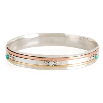 Rajput Empowerment Turquoise Silver Spinning Bangle, 4 of 11
