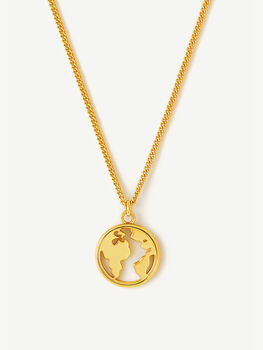 World Coin Pendant Necklace For Her 18ct Gold Plated, 2 of 5