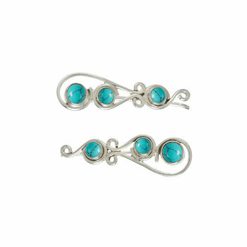 Free Spirit Turquoise Silver Ear Climber Earrings, 2 of 7