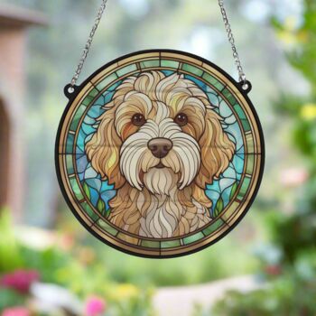 Cockapoo Apricot Stained Glass Effect Suncatcher, 3 of 6