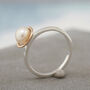 Silver And 9ct Gold Pearl Ring. Dainty Stacking Ring, thumbnail 2 of 10