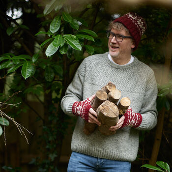 Fair Trade Snowflake Wool Wristwarmer Fingerless Gloves, 2 of 8