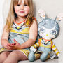 Large Doll And Doll's Dress Kit In Teal Blue, thumbnail 2 of 9
