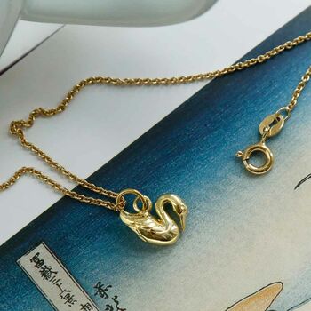 Gold Plated Sterling Silver Swan Necklace, 3 of 4