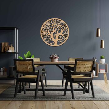 Round Wooden Tree Of Life Wall Art Elegant Home Decor, 8 of 9