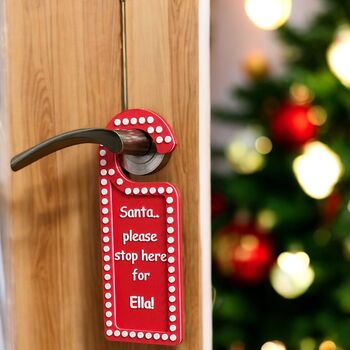 Personalised Santa Stop Here! Brick Door Hanger, 2 of 4