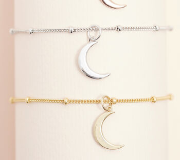 Crescent Moon Bracelet Silver Or 18ct Gold Vermeil, 2 of 5