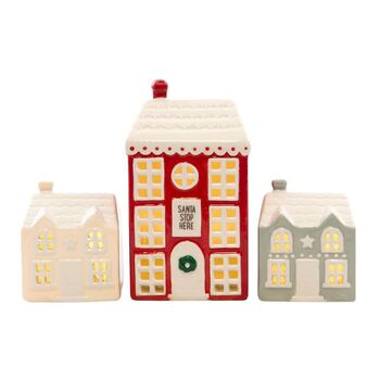 Set Of Three Light Up LED Christmas Houses, 2 of 3