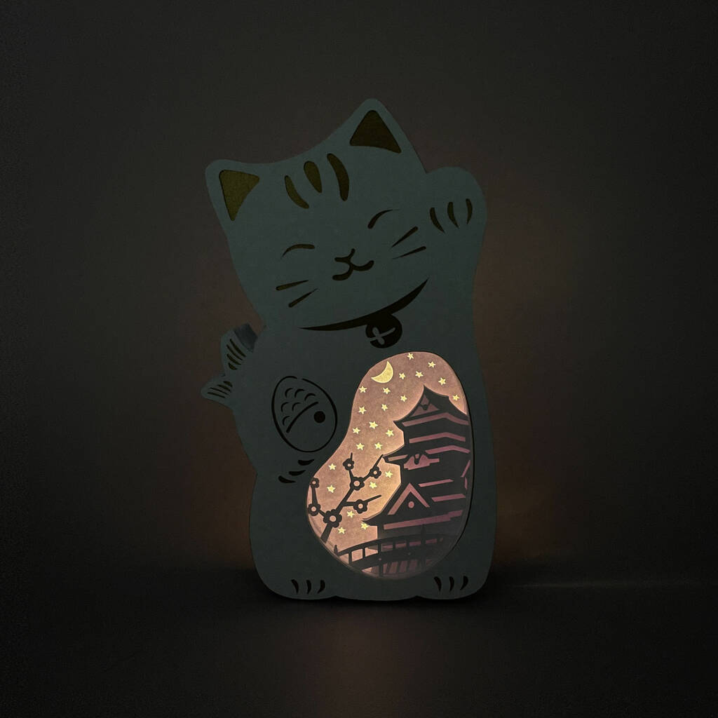 Lucky Cat Handmade Light Box Ornament, 1 of 5