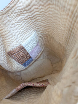 Quilted Kantha Stitched Silk Sari Crossbody Purse: Fair Trade Patchwork Weekender Carryall Bag, 3 of 7