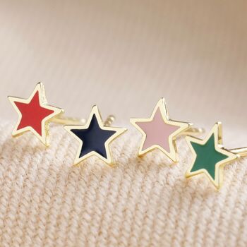 Set Of Four Colourful Enamel Star Stud Earrings, 2 of 12