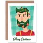 Fairy Lights In Beard Festive Christmas Card, thumbnail 1 of 4