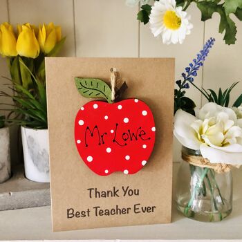 Personalised Teacher T.A. Thank You Wooden Apple Card, 3 of 7