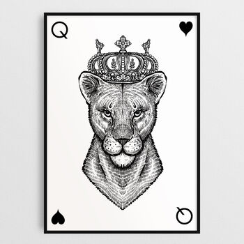 Queen Lioness Playing Card Wall Art Print, 2 of 6