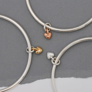 Sweetheart Silver And Gold Recycled Heart Bangle, 2 of 12