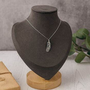 Sterling Silver Oxidised Feather Pendant Necklace, 3 of 8